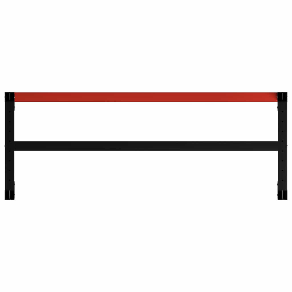 stel til arbejdsbænk 150x57x79 cm metal sort og rød