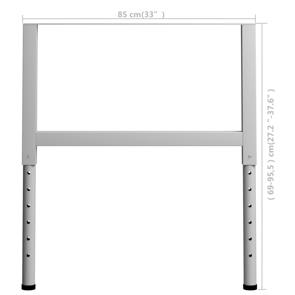 stel til arbejdsbænk 2 stk. 85x(69-95,5) cm metal grå