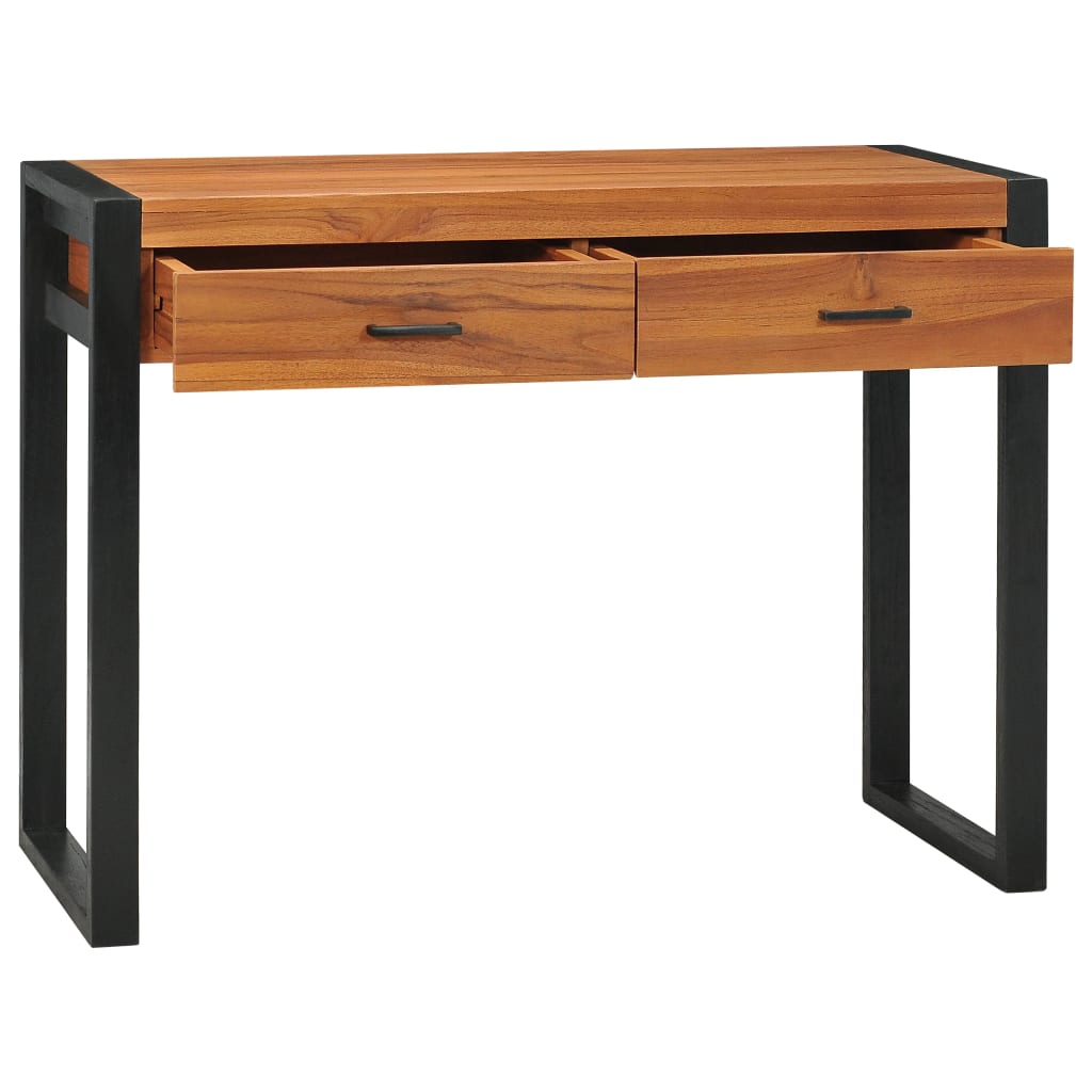 skrivebord med 2 skuffer 100x40x75 cm teaktræ