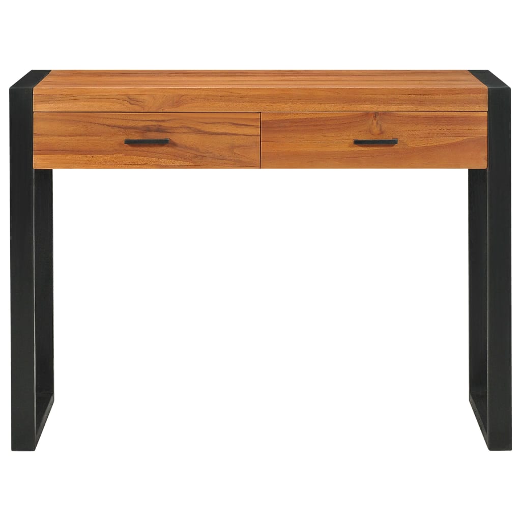 skrivebord med 2 skuffer 100x40x75 cm teaktræ