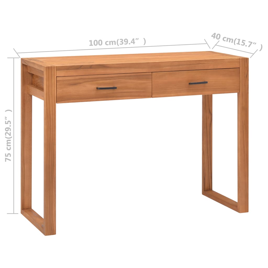 skrivebord med 2 skuffer 100x40x75 cm teaktræ