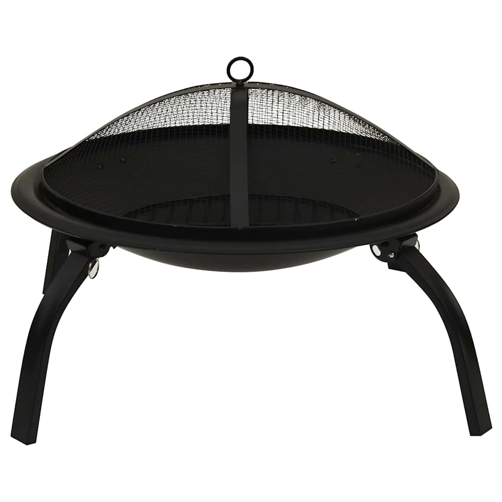 2-i-1 bålfad og grill med ildrager 56x56x49 cm stål