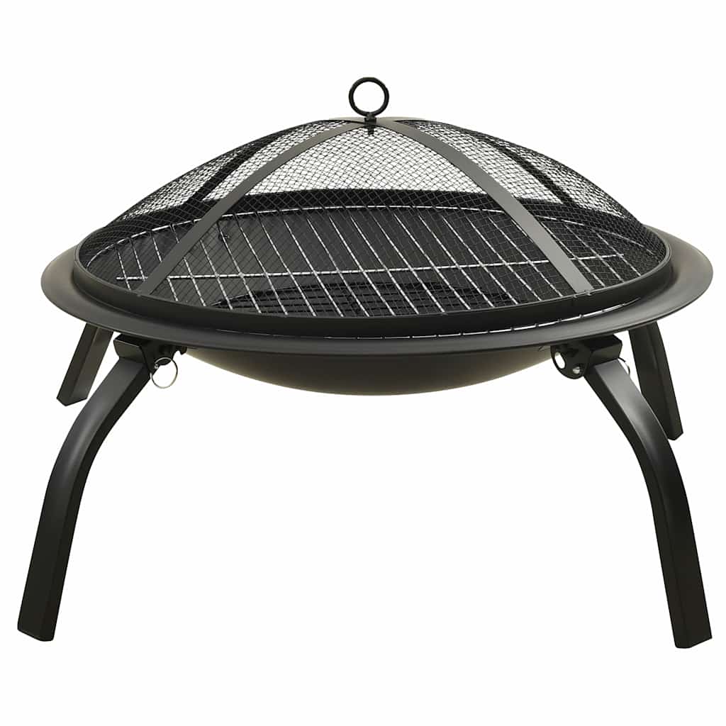 2-i-1 bålfad og grill med ildrager 56x56x49 cm stål
