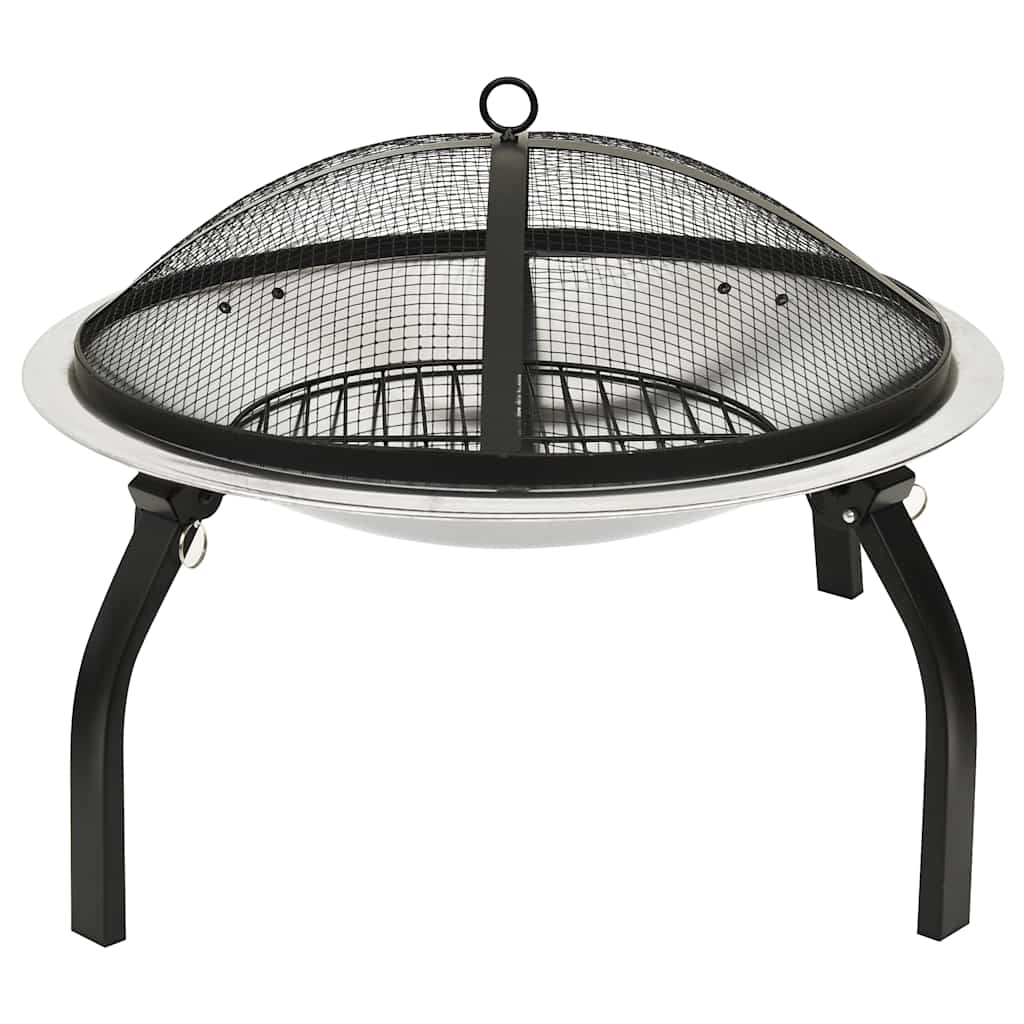 2-i-1 bålfad og grill med ildrager 56x56x49 cm rustfrit stål