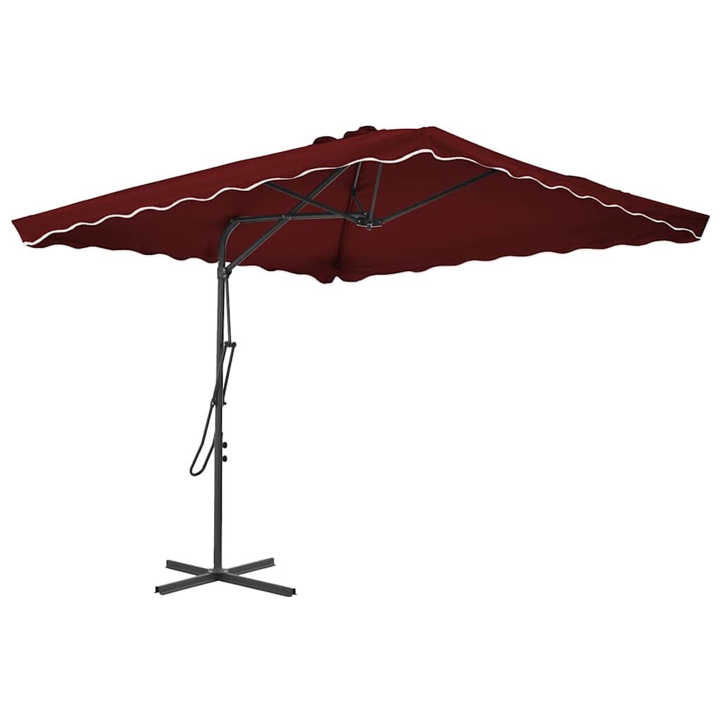 parasol med stålstang 250x250x230 cm bordeauxfarvet