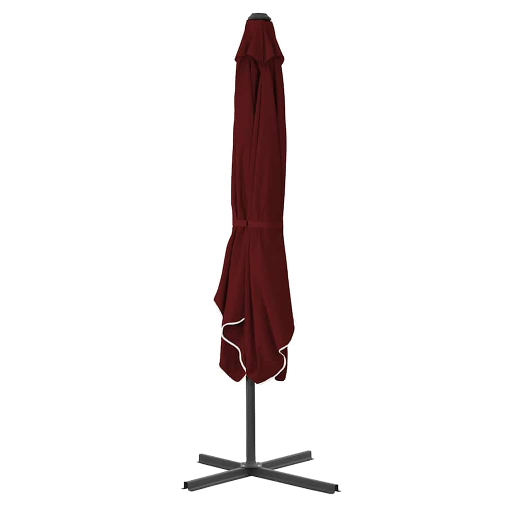 parasol med stålstang 250x250x230 cm bordeauxfarvet