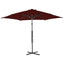parasol med stålstang 300x230 cm bordeauxfarvet