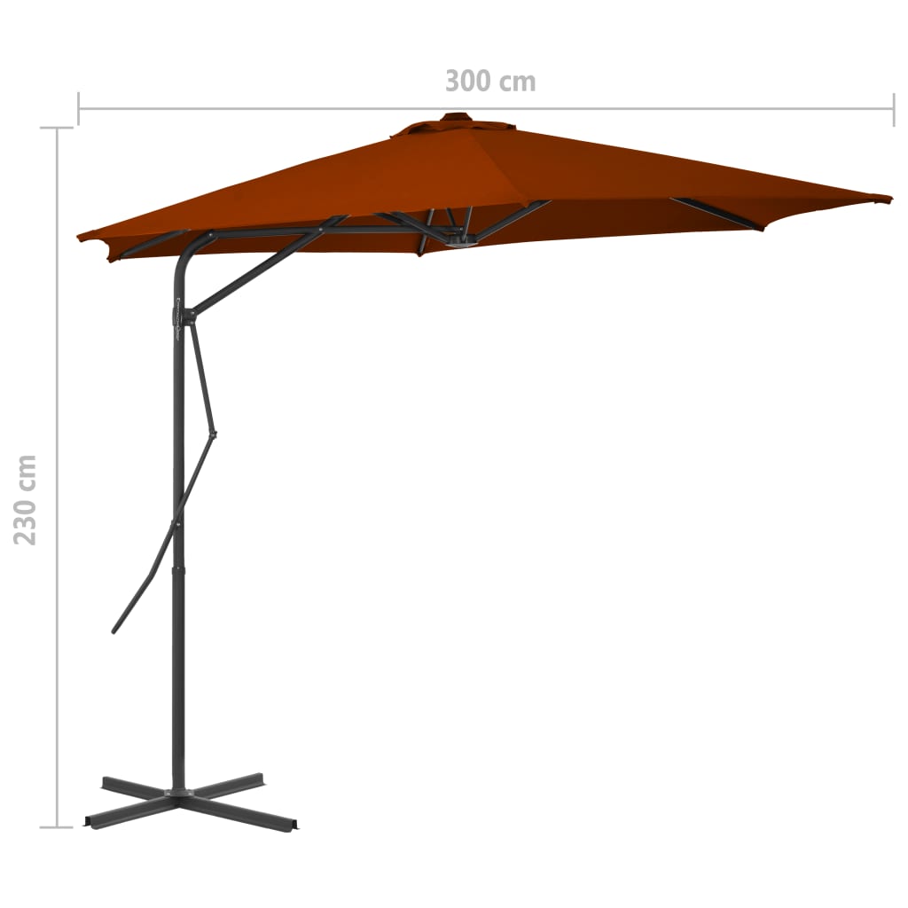 parasol med stålstang 300x230 cm terrakotta