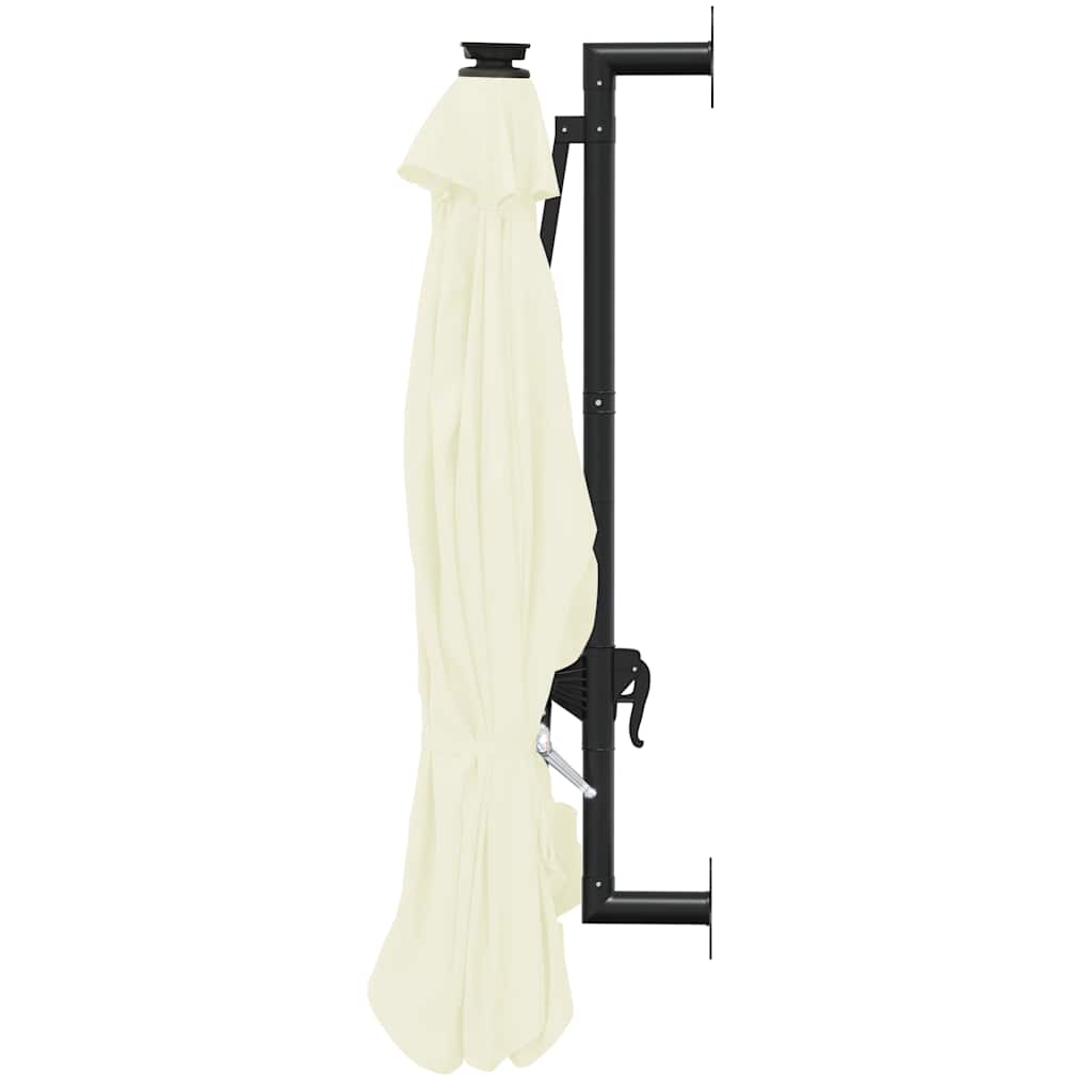 væghængt parasol m. LED-lys 300 cm sandfarvet