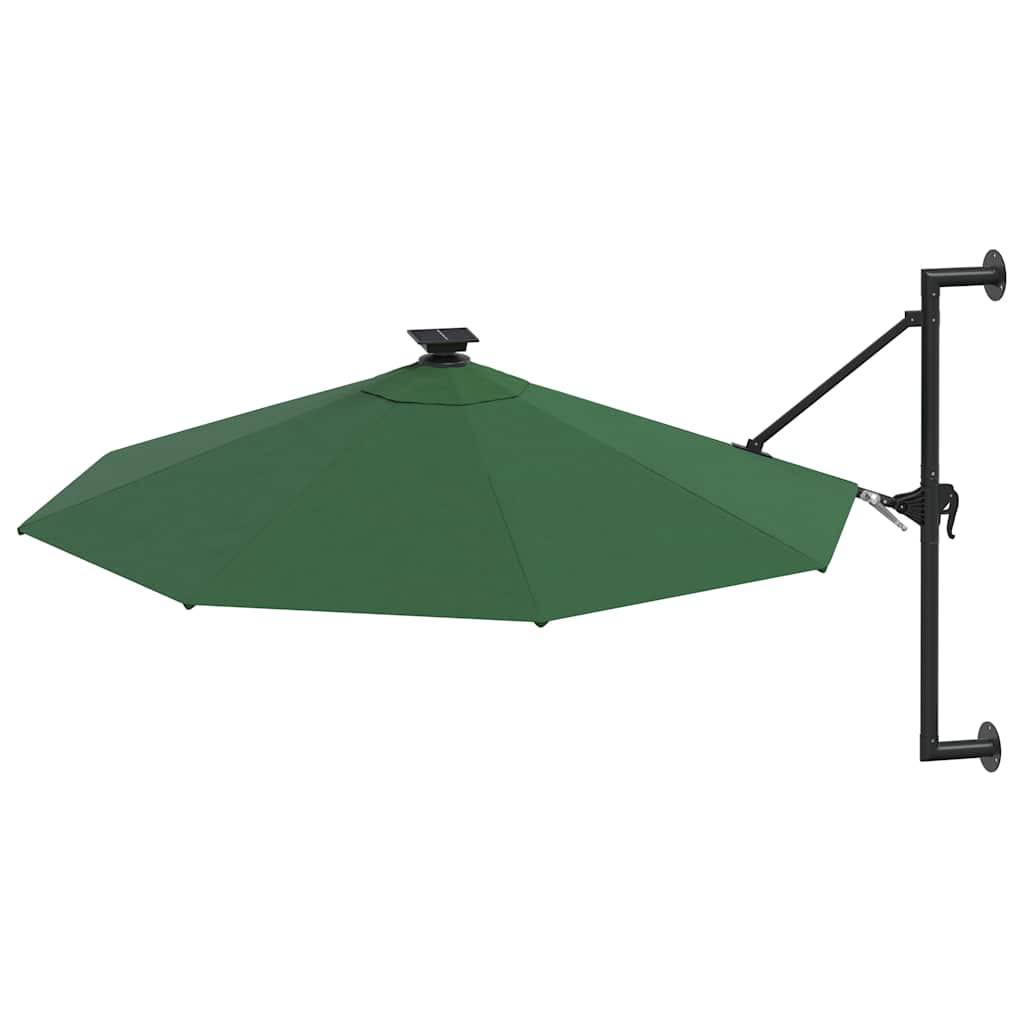 væghængt parasol m. LED-lys 300 cm grøn
