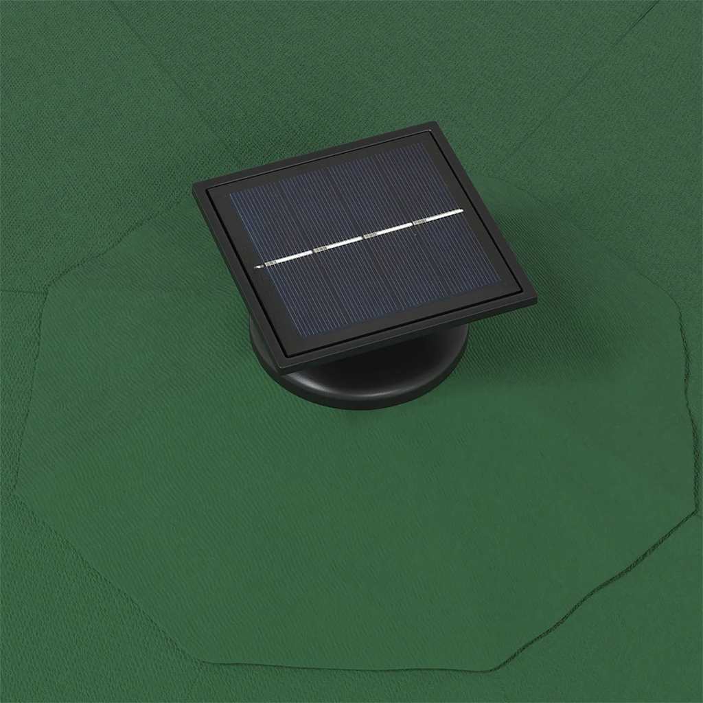 væghængt parasol m. LED-lys 300 cm grøn