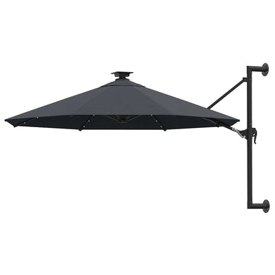 væghængt parasol m. LED-lys 300 cm antracitgrå