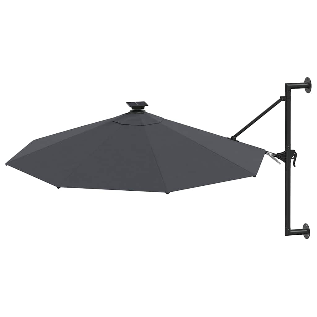 væghængt parasol m. LED-lys 300 cm antracitgrå