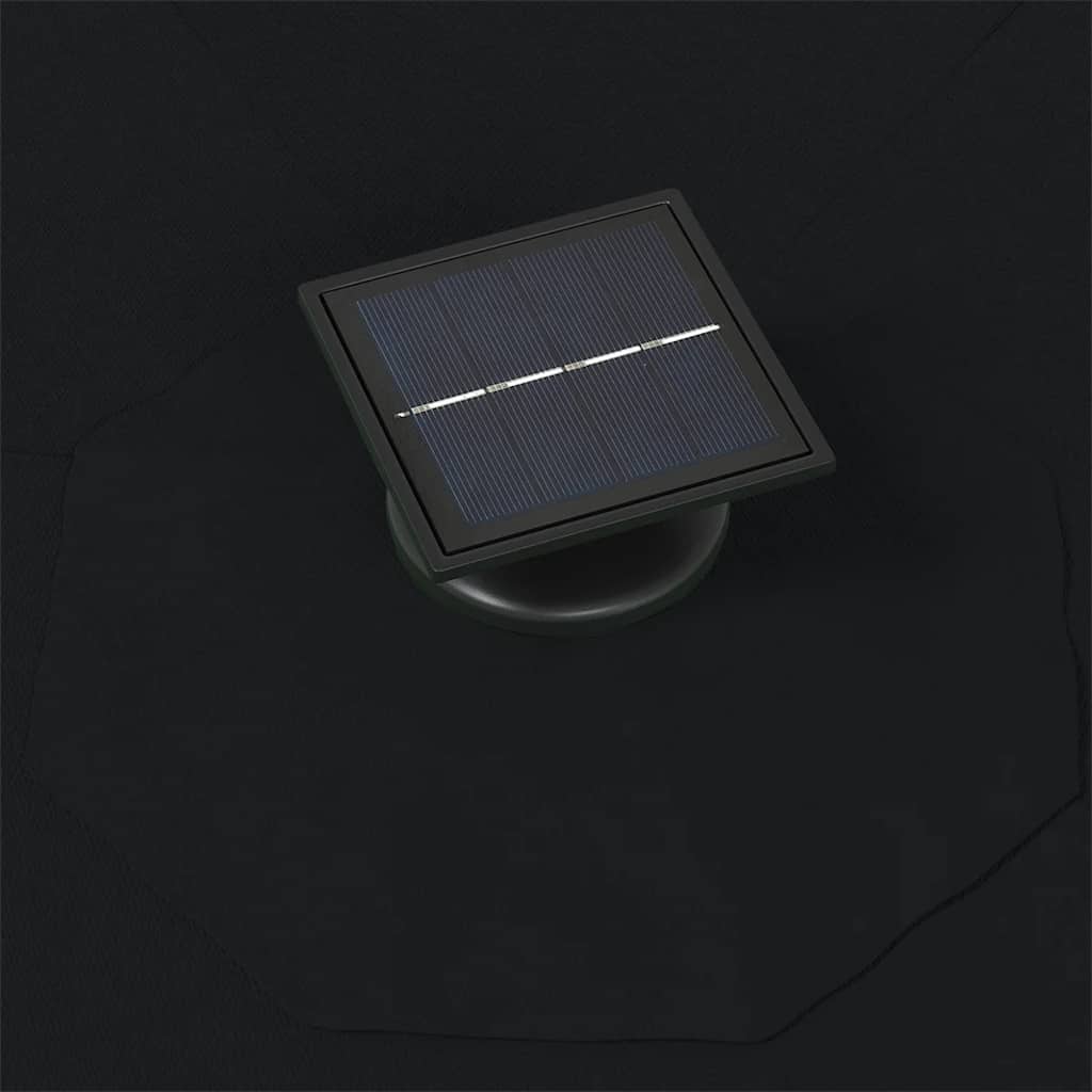 væghængt parasol m. LED-lys 300 cm sort