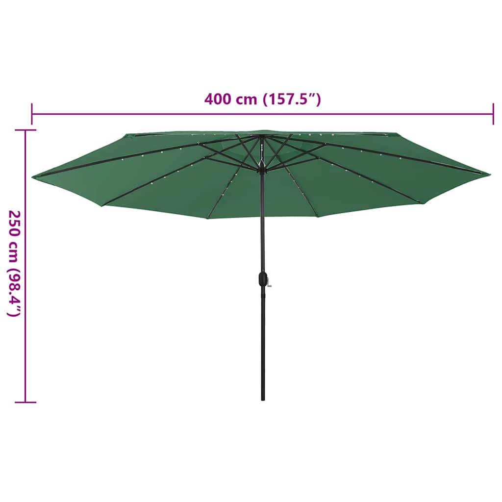 Sonnenschirm mit LED-Beleuchtung 400 cm grøn