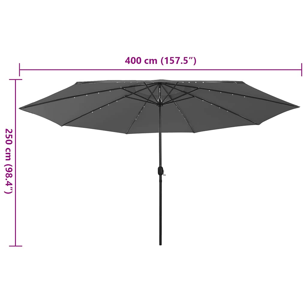 Sonnenschirm mit LED-Beleuchtung 400 cm antracitgrå
