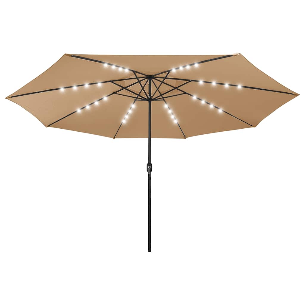 haveparasol med LED-lys 400 cm gråbrun