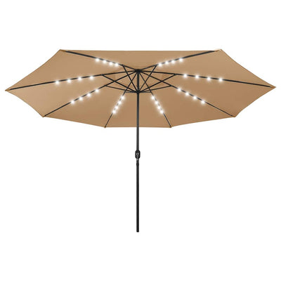 haveparasol med LED-lys 400 cm gråbrun