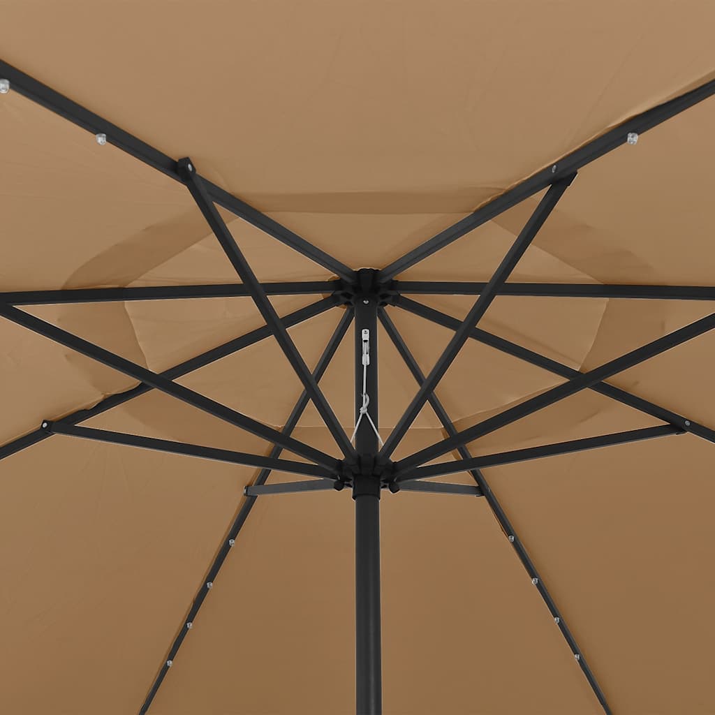 haveparasol med LED-lys 400 cm gråbrun