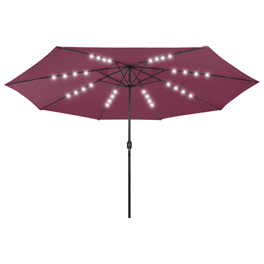 Sonnenschirm mit LED-Beleuchtung 400 cm bordeauxrød