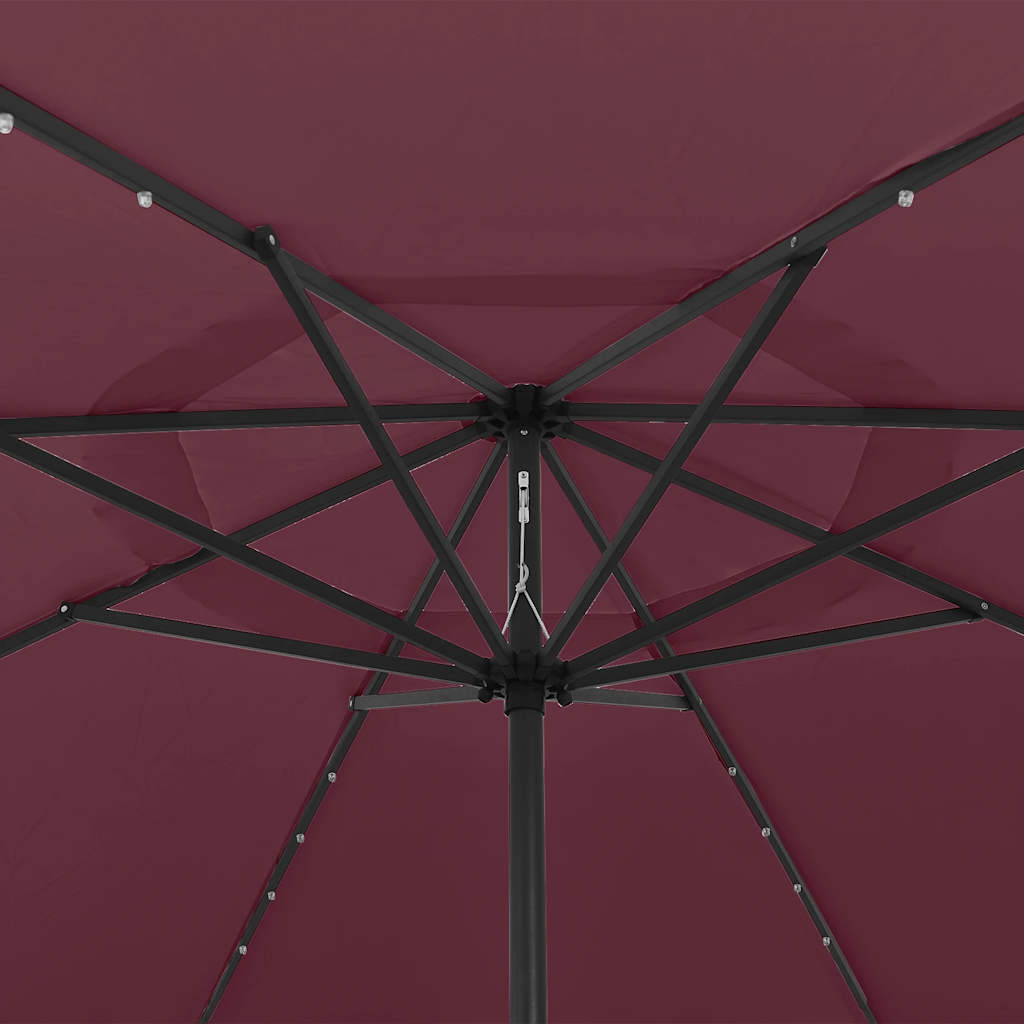 Sonnenschirm mit LED-Beleuchtung 400 cm bordeauxrød