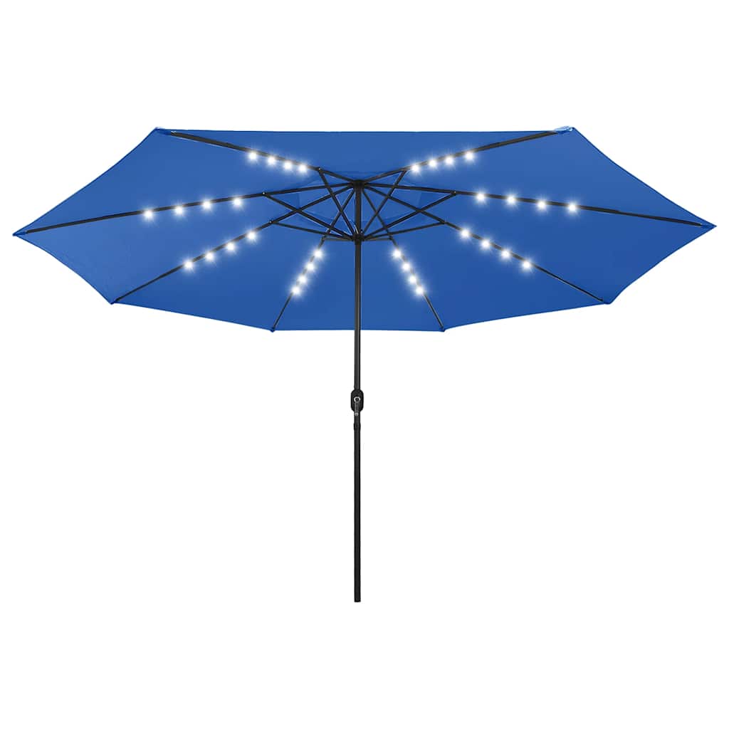 haveparasol med LED-lys 400 cm azurblå
