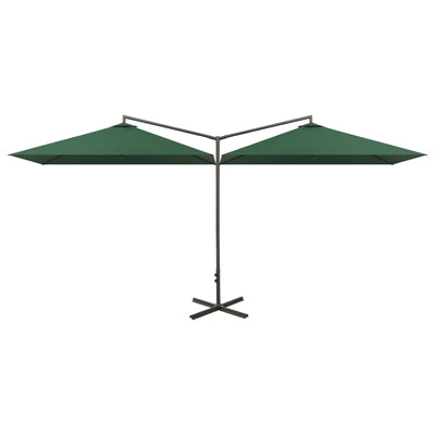 dobbelt parasol 600x300 cm stålstang grøn
