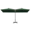 dobbelt parasol 600x300 cm stålstang grøn
