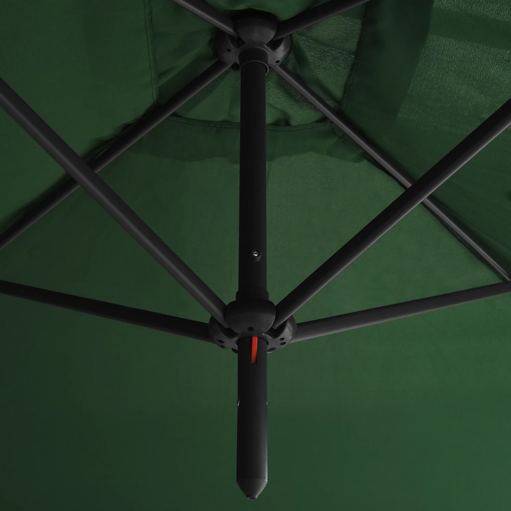 dobbelt parasol 600x300 cm stålstang grøn