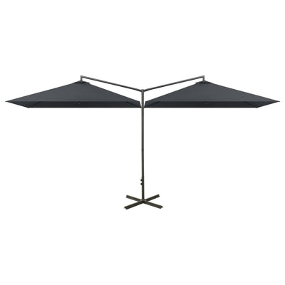dobbelt parasol 600x300 cm stålstang antracitgrå