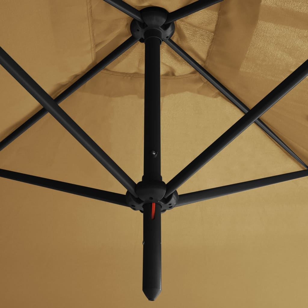 dobbelt parasol 600x300 cm stålstang gråbrun