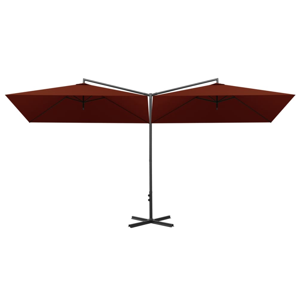 dobbelt parasol 600x300 cm stålstang terracottafarvet