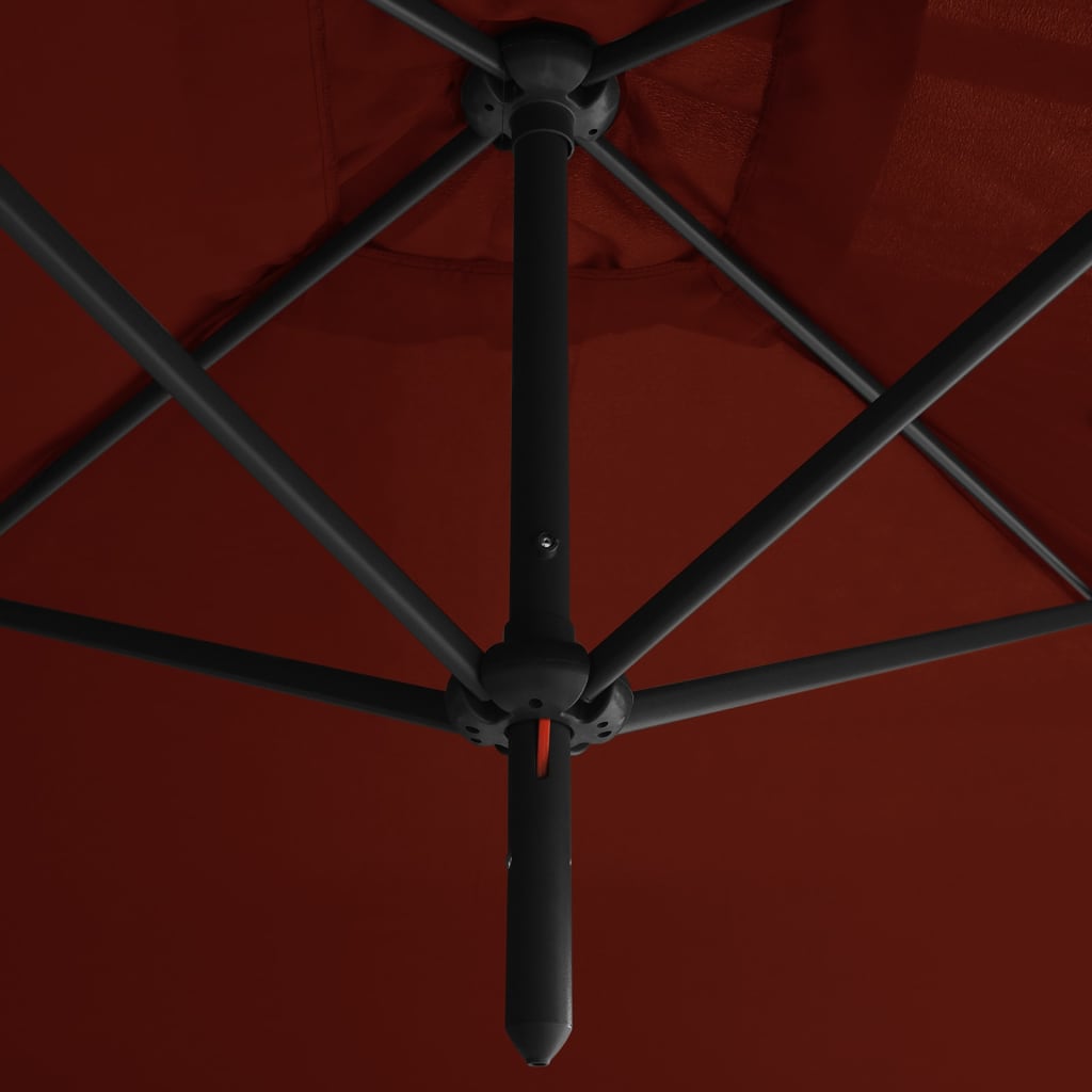dobbelt parasol 600x300 cm stålstang terracottafarvet