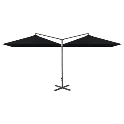 dobbelt parasol 600x300 cm stålstang sort