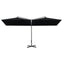 dobbelt parasol 600x300 cm stålstang sort