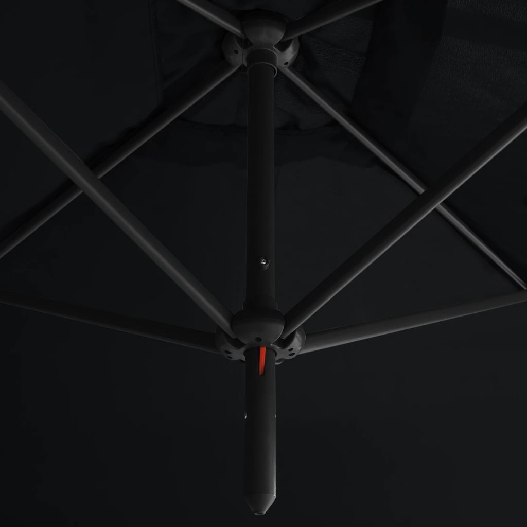 dobbelt parasol 600x300 cm stålstang sort