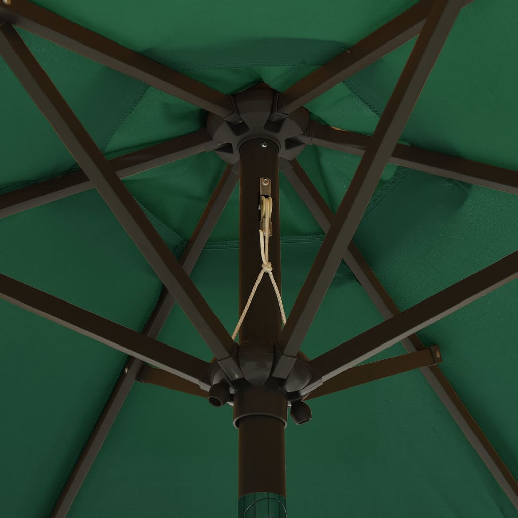 parasol med LED-lys 200x211 cm aluminium grøn