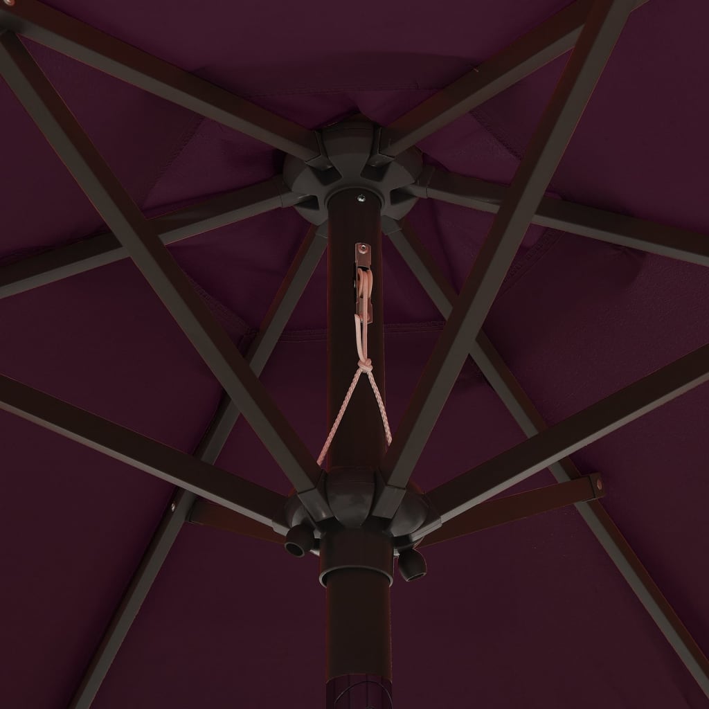 parasol med LED-lys 200x211 cm aluminium bordeauxrød