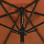 parasol med LED-lys 200x211 cm aluminium terracotta