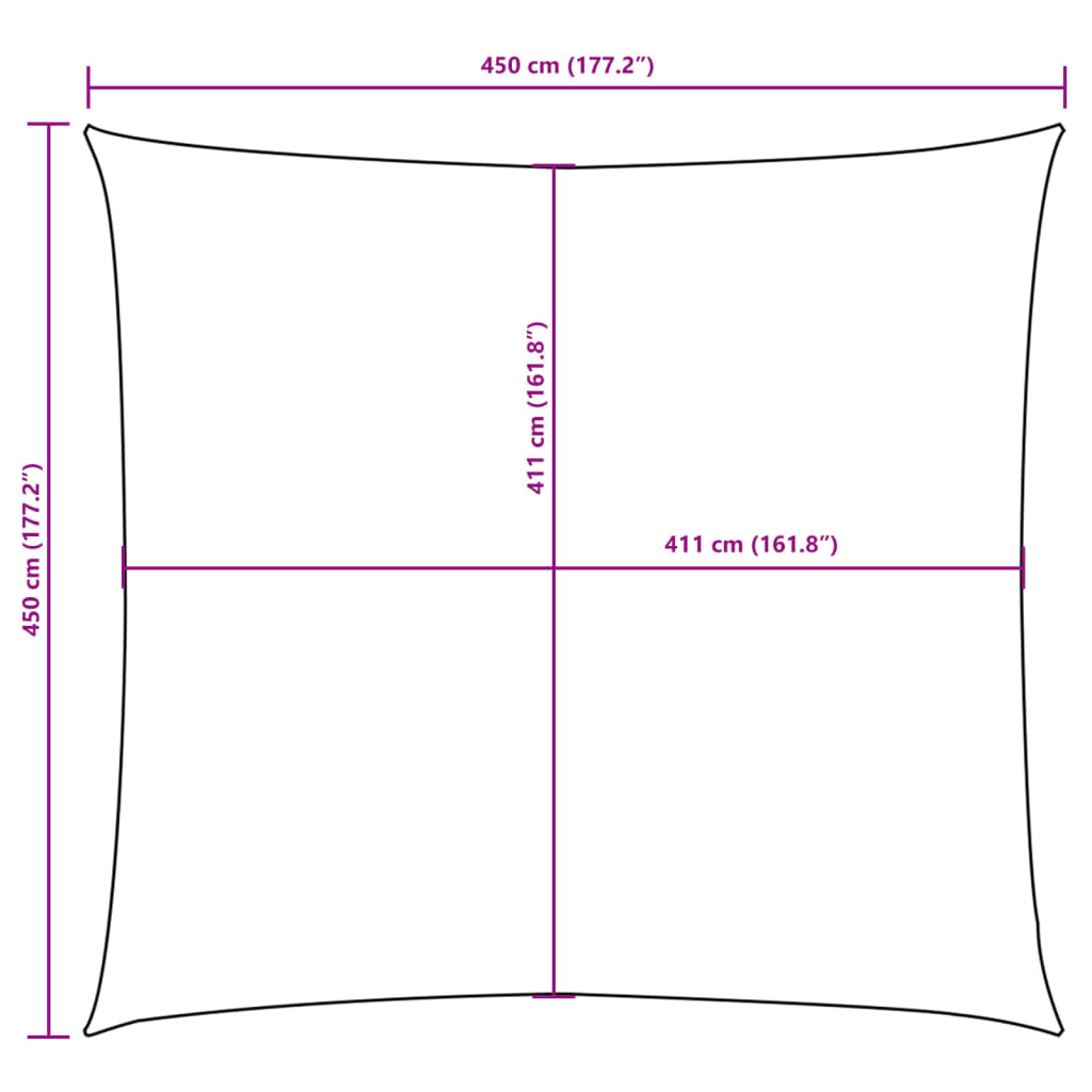 solsejl 4,5x4,5 m oxfordstof firkantet antracitgrå