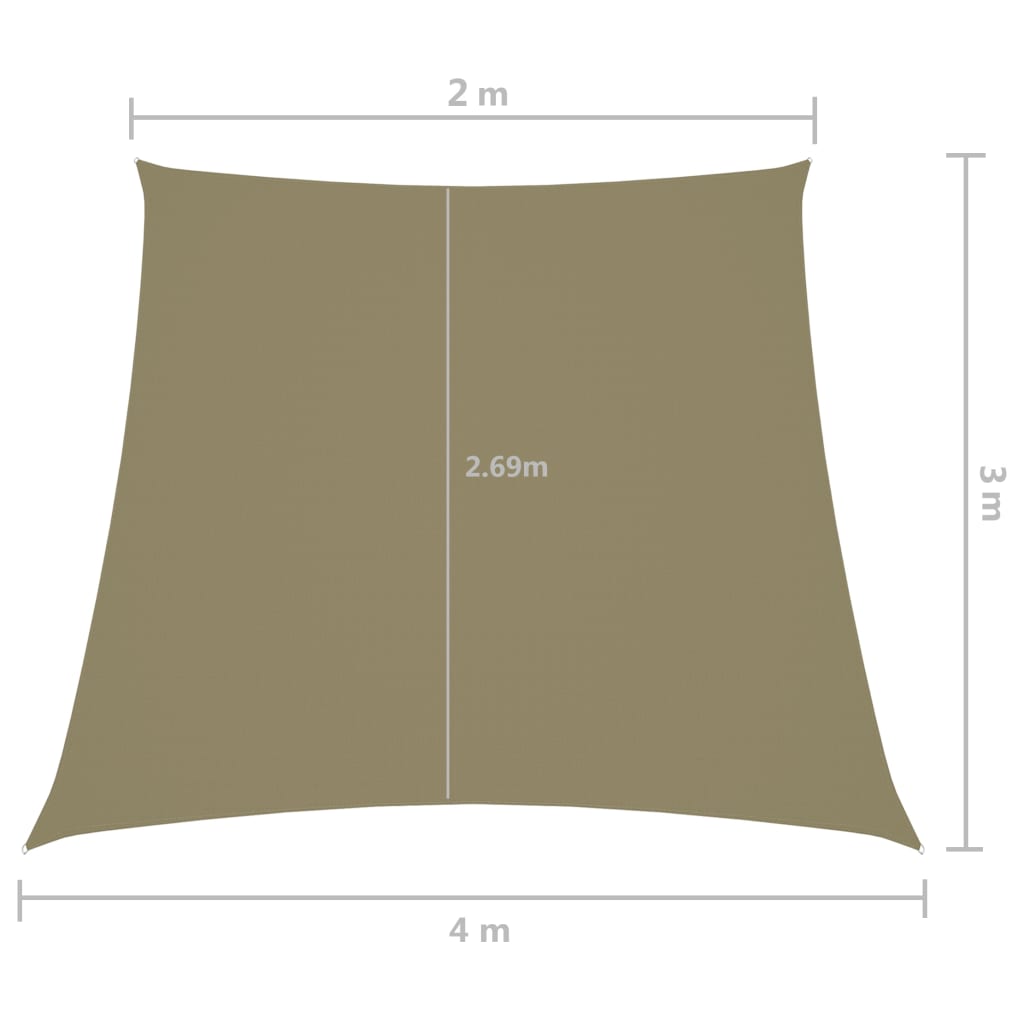 solsejl 2/4x3 m trapezformet oxfordstof beige