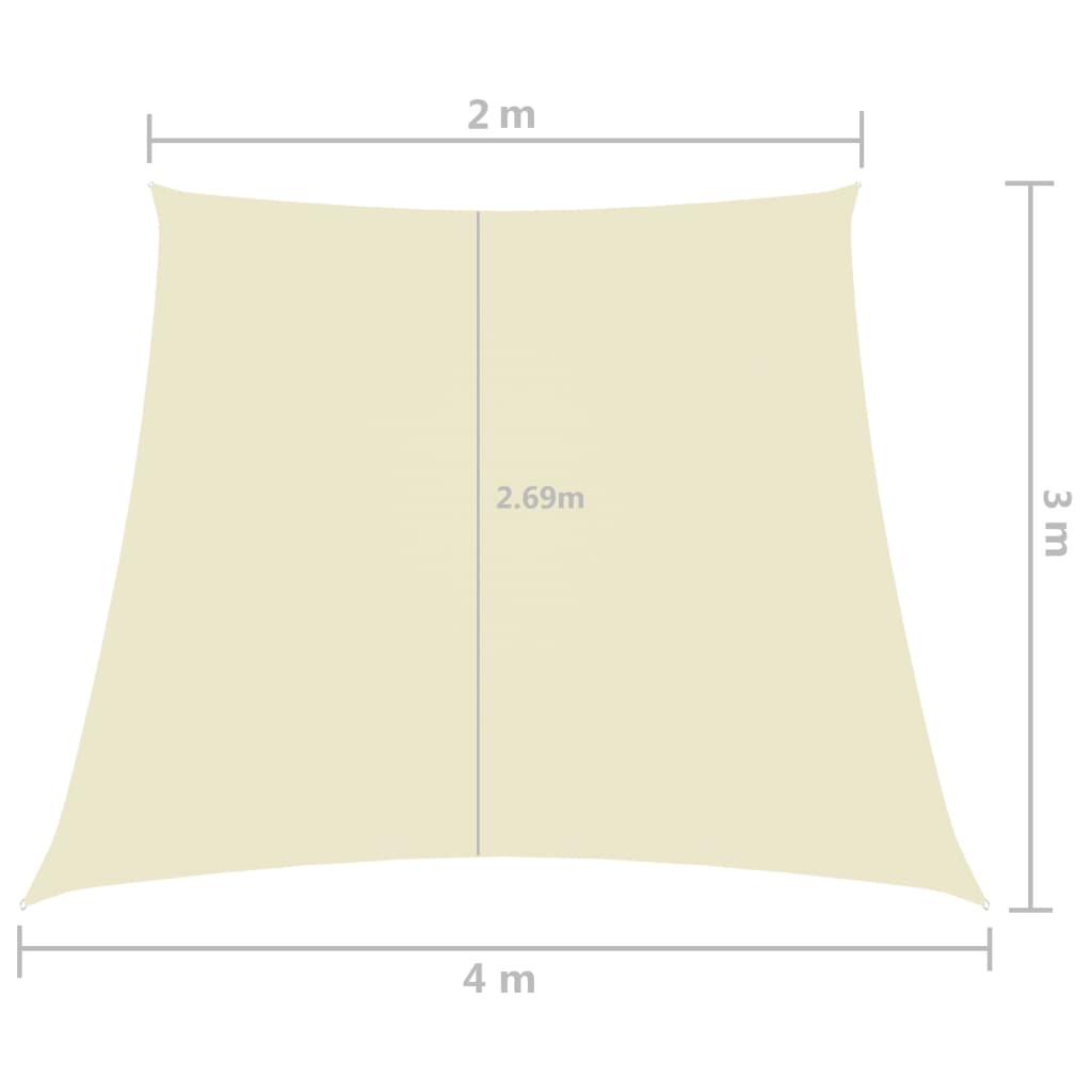 solsejl 2/4x3 m trapezformet oxfordstof cremefarvet