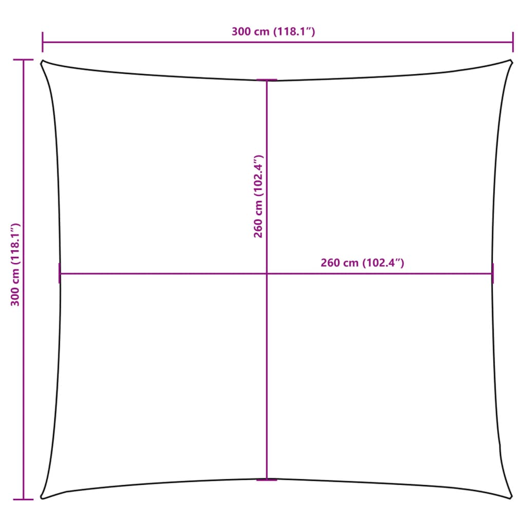 solsejl 3x3 m firkantet oxfordstof hvid