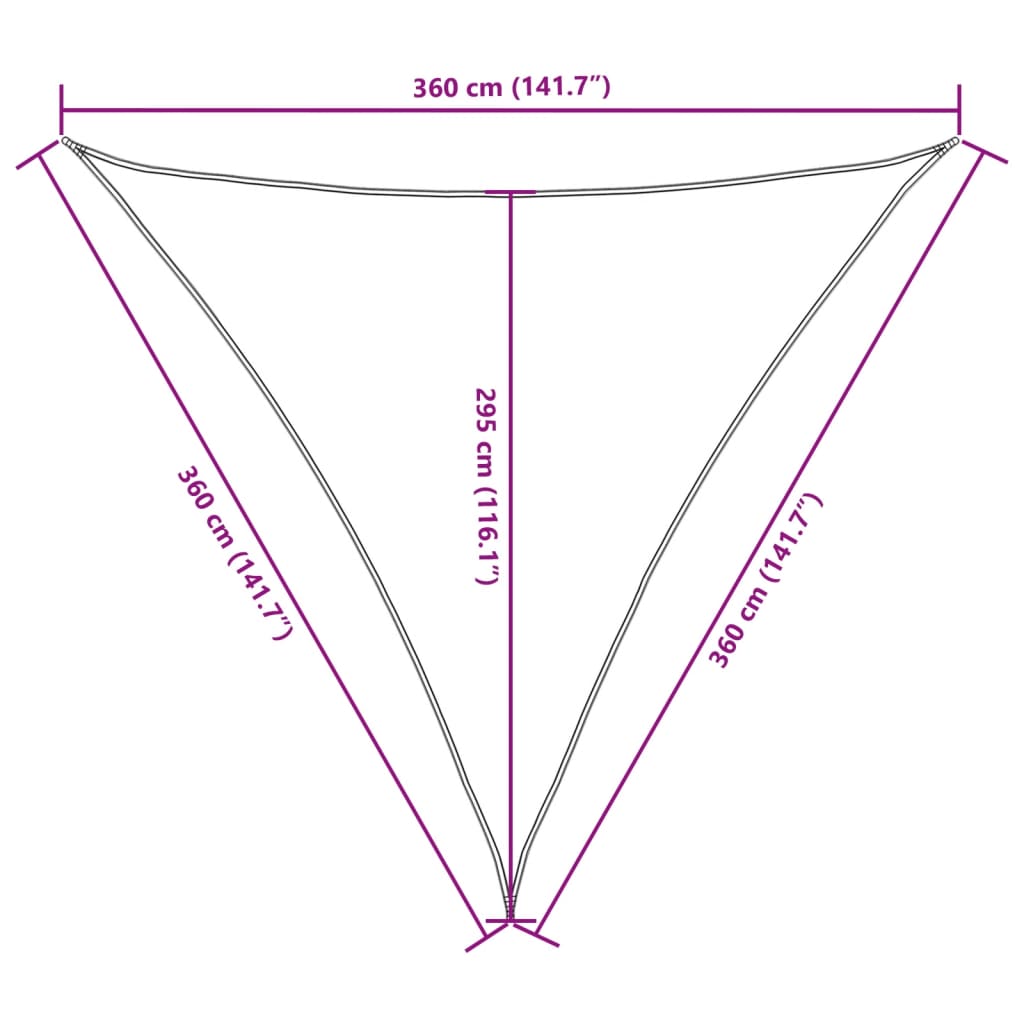 solsejl 3,6x3,6x3,6 m oxfordstof trekantet hvid