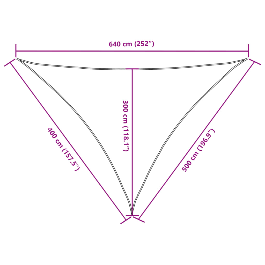 solsejl 4x5x6,4 m trekantet oxfordstof gul