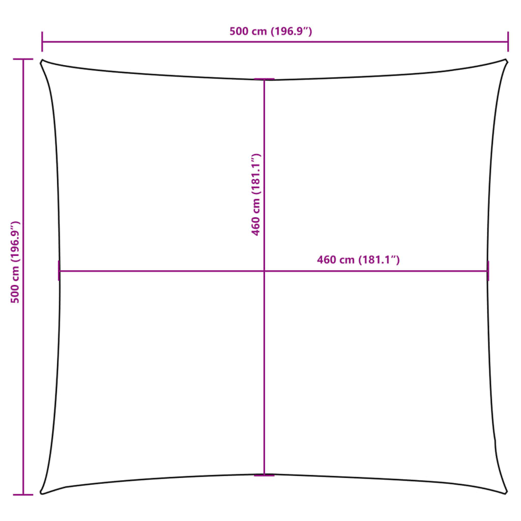 solsejl 5x5 m firkantet oxfordstof orange