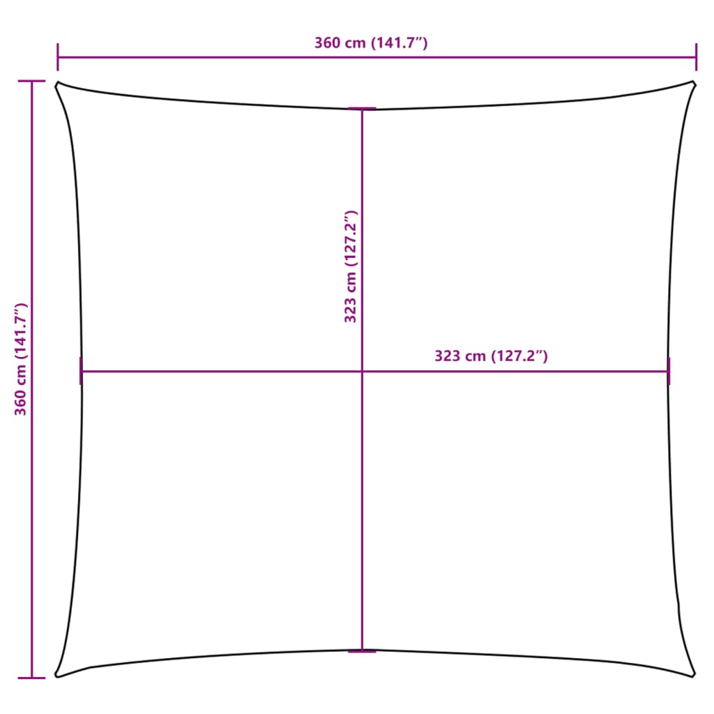 solsejl 3,6x3,6 m oxfordstof firkantet sort