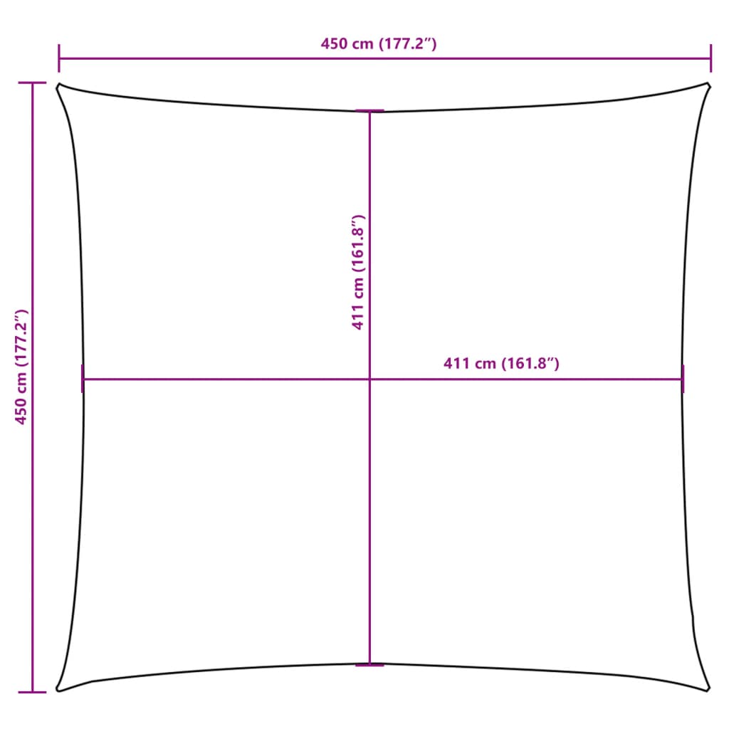 solsejl 4,5x4,5 m firkantet oxfordstof sort