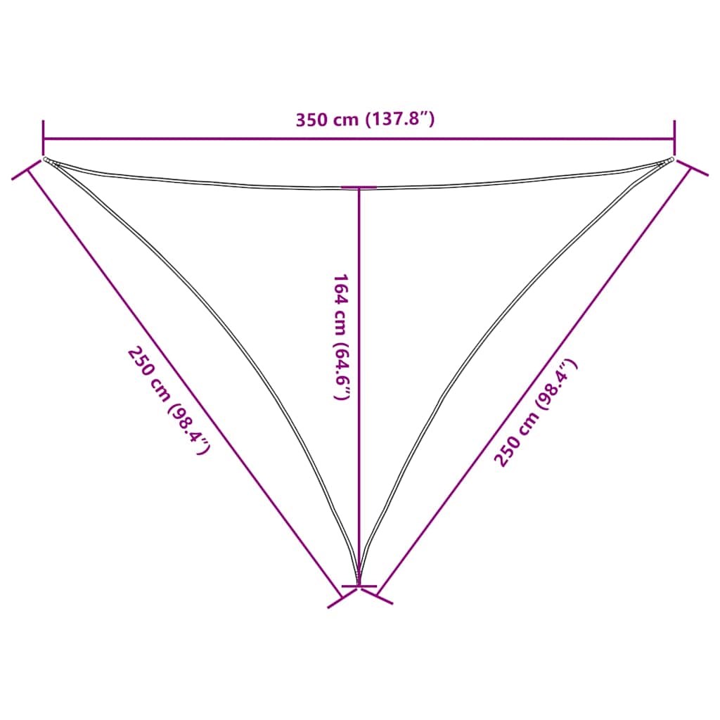 solsejl 2,5x2,5x3,5 m trekantet oxfordstof sort
