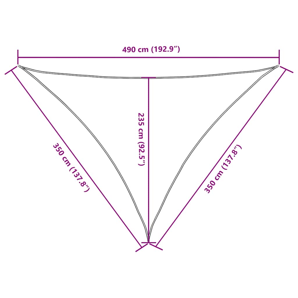 solsejl 3,5x3,5x4,9 m trekantet oxfordstof sort